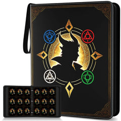 Trading Card Binder, Card Collection Binder 9 Pocket with 50 Removable Sleeves – 900-Pocket Compact 3-Ring Zipper Album, Durable Trading Card Holder for TCG/MTG Collectors (Grimoire)