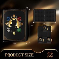 Trading Card Binder, Card Collection Binder 9 Pocket with 50 Removable Sleeves – 900-Pocket Compact 3-Ring Zipper Album, Durable Trading Card Holder for TCG/MTG Collectors (Grimoire)