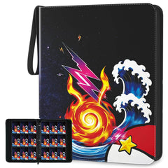 Trading Card Binder, 9 Pocket 900-Pocket with 50 Removable Binder Sleeves, 3-Ring Zipper Waterproof Card Collection Binder, Trading Card Holder for MTG/TCG Cards, Gifts for Boys and Girls(Starry Sky)