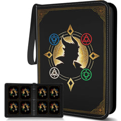 Trading Card Binder, Card Collection Binder 9 Pocket with 50 Removable Sleeves – 900-Pocket Compact 3-Ring Zipper Album, Durable Trading Card Holder for TCG/MTG Collectors (Grimoire)