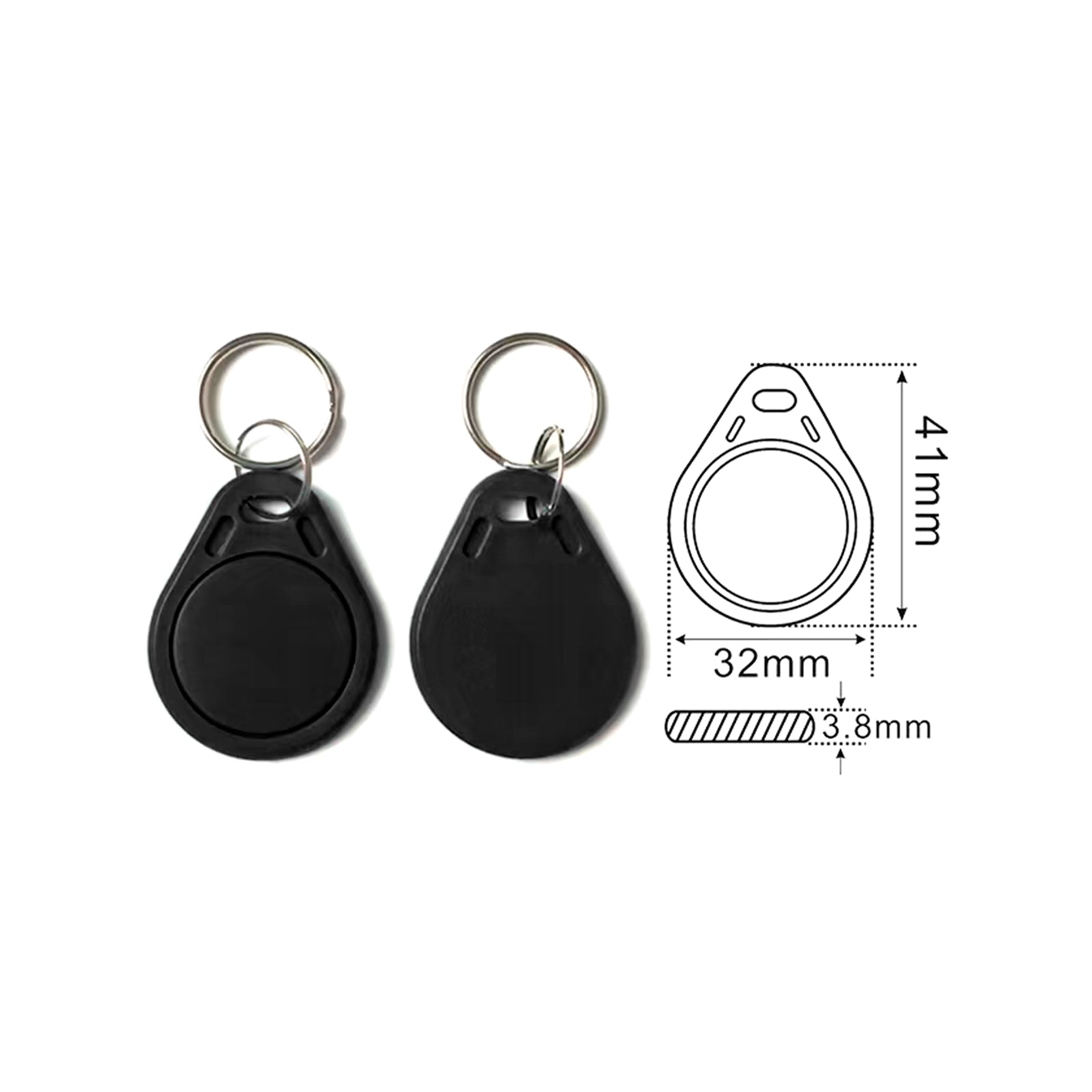 RFID Key Fob 13.56MHZ ISO14443A MIFARE Classic 1K Keychain Black of 10