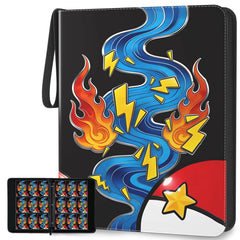 Trading Card Binder, 9 Pocket 900-Pocket with 50 Removable Binder Sleeves, 3-Ring Zipper Waterproof Card Collection Binder, Trading Card Holder for MTG/TCG Cards, Gifts for Boys and Girls（Aqua Breath）